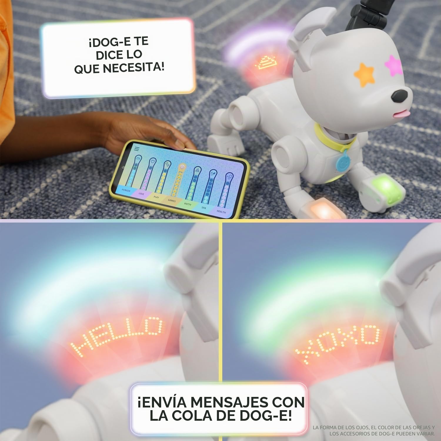 Perro Robot Interactivo Dog-E con Luces LED Coloridas, más de 200 Sonidos y reacciones, Conectado a una aplicación (a Partir de 6 años)