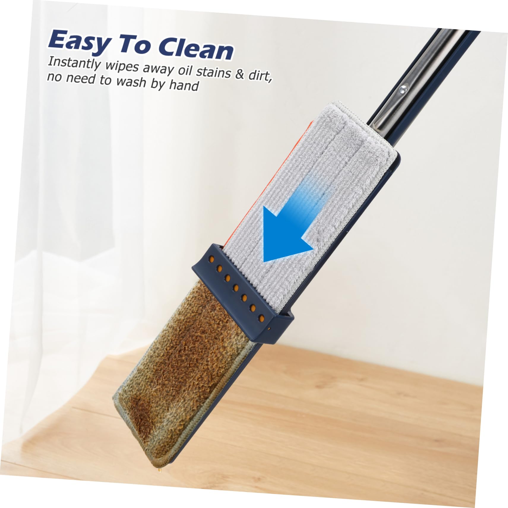 Yardenfun Trapeador de Polvo Plano sin Lavado Rasqueta Exprimidor, Material PVC y Aleación, Adecuado para Limpieza Profunda en Suelos de Parquet y Azulejos