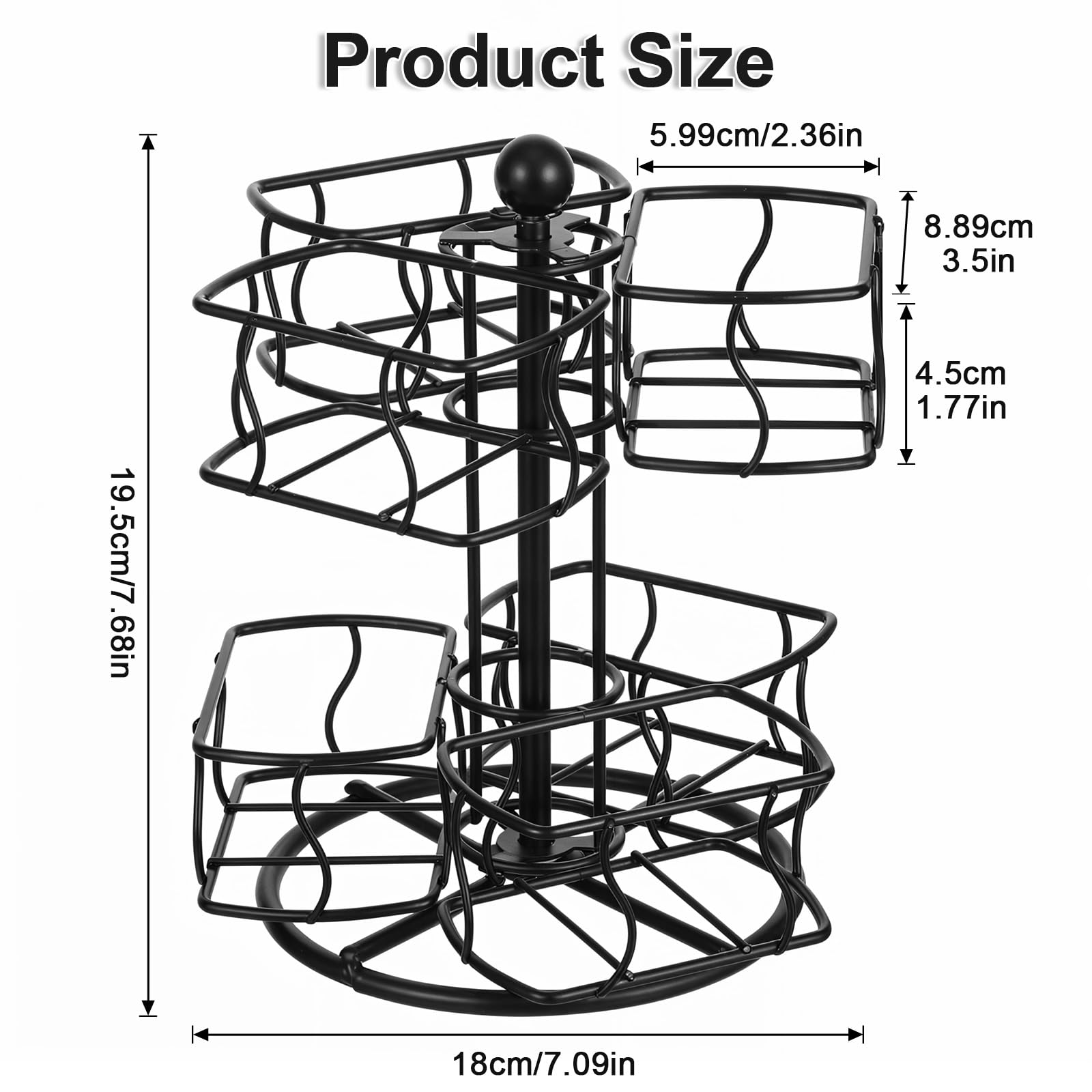 Lemecima Tea Bag Organizer, 360 Degree Tea Spining Carousel with 6 Compartments, Sugar Coffee Creamer Caddy for Kitchen Counter Cabinet , Up to 60 Storage