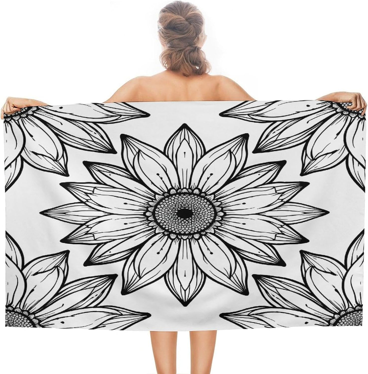Swimming Towel, Sunflower Lace Pattern Printed Fashion Towel,Portable Towel,Durable Towel