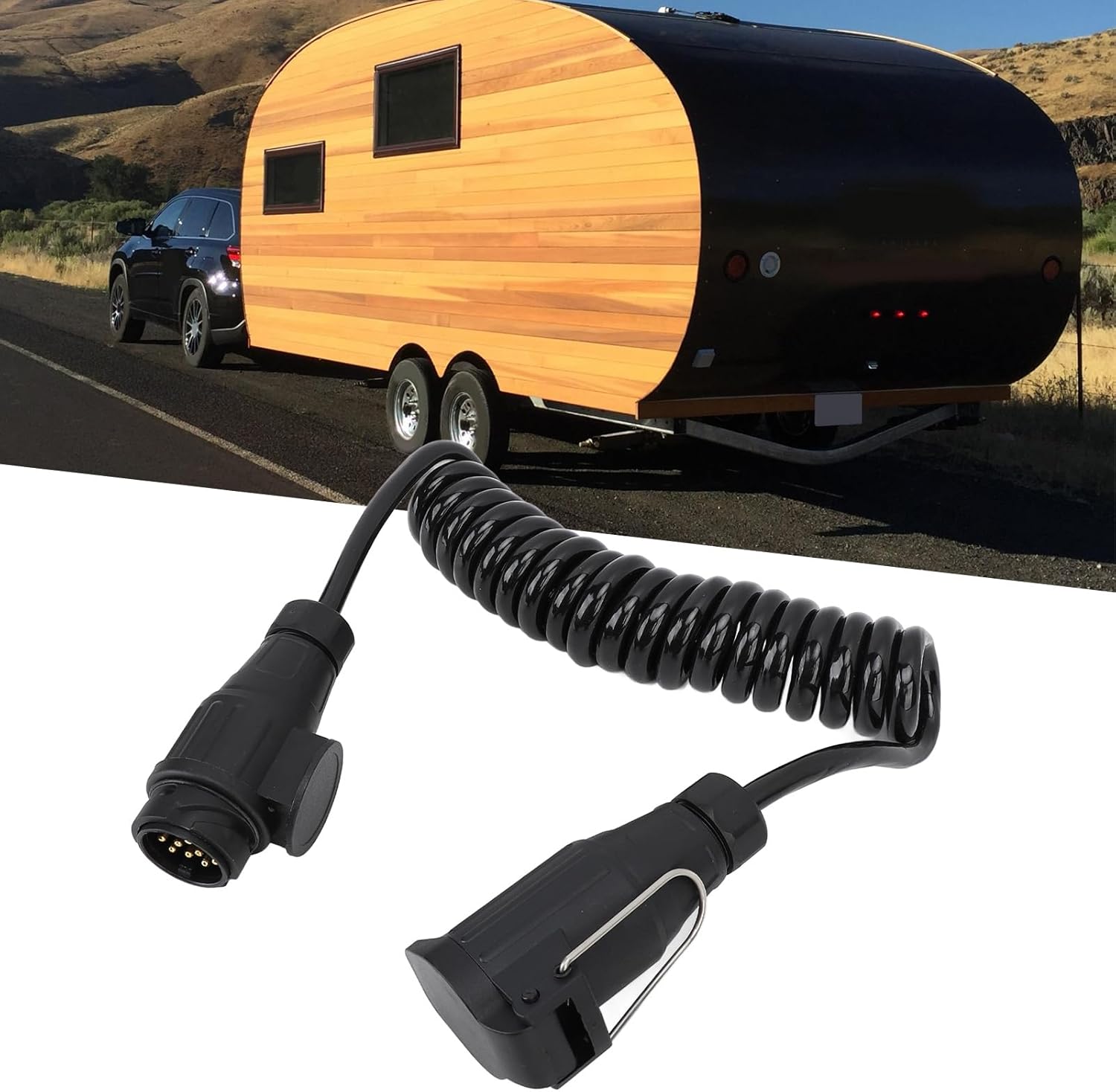 13 Pin to 13 Pin Trailer Wiring Connector – 13 Way Round Extension Plug Adapter for Trailer, RV, Caravan & Boat