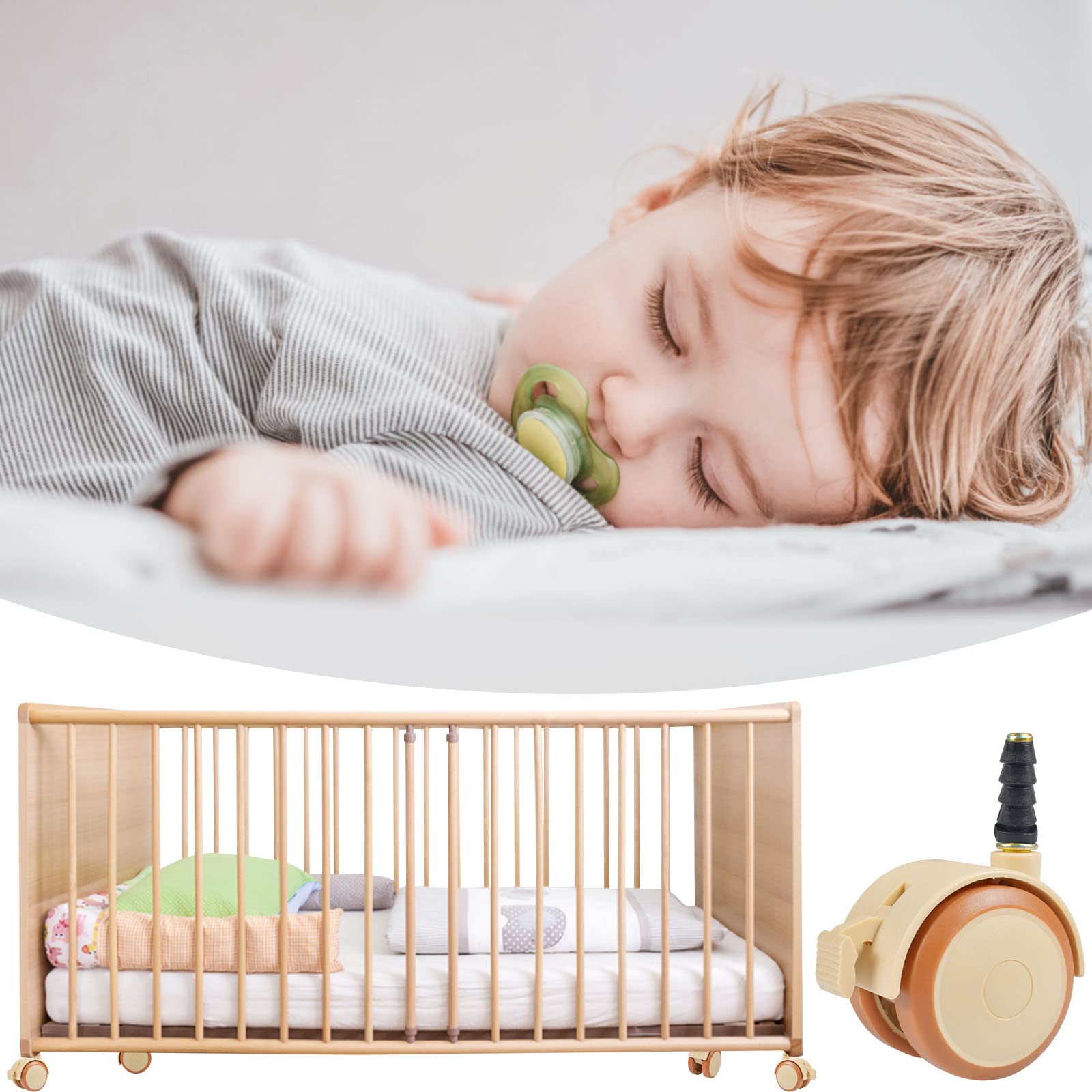 FGen 4PCS roulettes pour Meubles d'enfants, Muet Pivotantes 360°Roues, Support roulettes Pivotantes Lit de bébé, Accessoires de Roue de lit bébé, pour Chariots Chariot lit Bébé Meuble