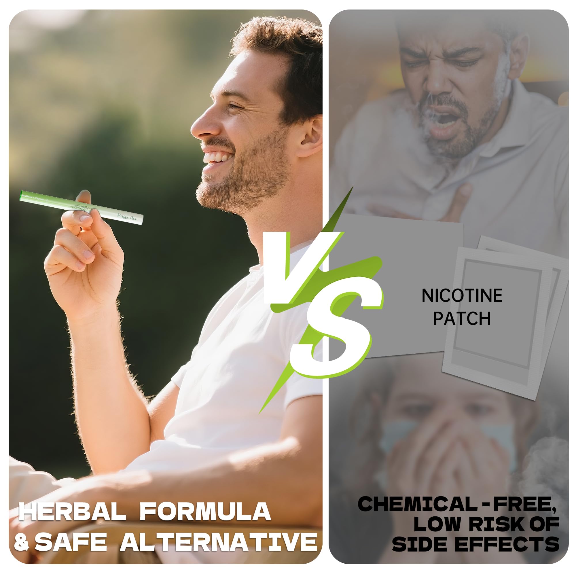 PuffiAir - Bolígrafo difusor de hierbas mejorado con extractos de gordolobo, tomillo y menta para limpieza pulmonar, mejora de la respiración, refrescamiento del aire oral y