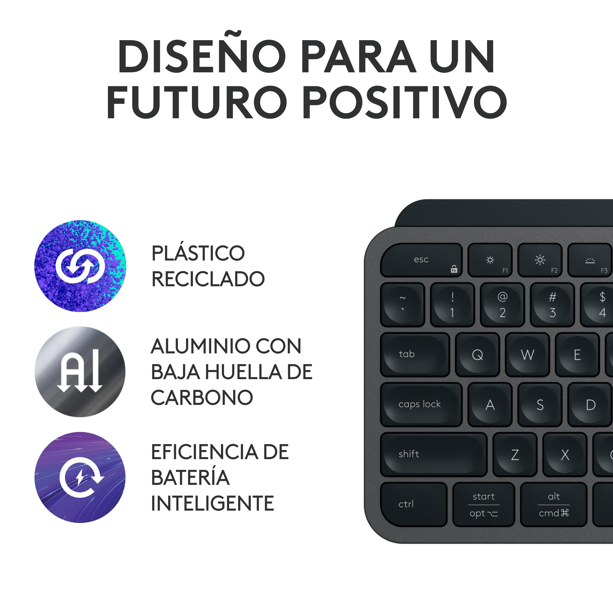 Logitech MX Keys S Teclado inalámbrico, Perfil Bajo,Escritura Fluida Precisa Silenciosa, Teclas Programables,Iluminación, Bluetooth, Carga USB C,para Windows, Linux, Chrome, Mac, QWERTY Español - Gris
