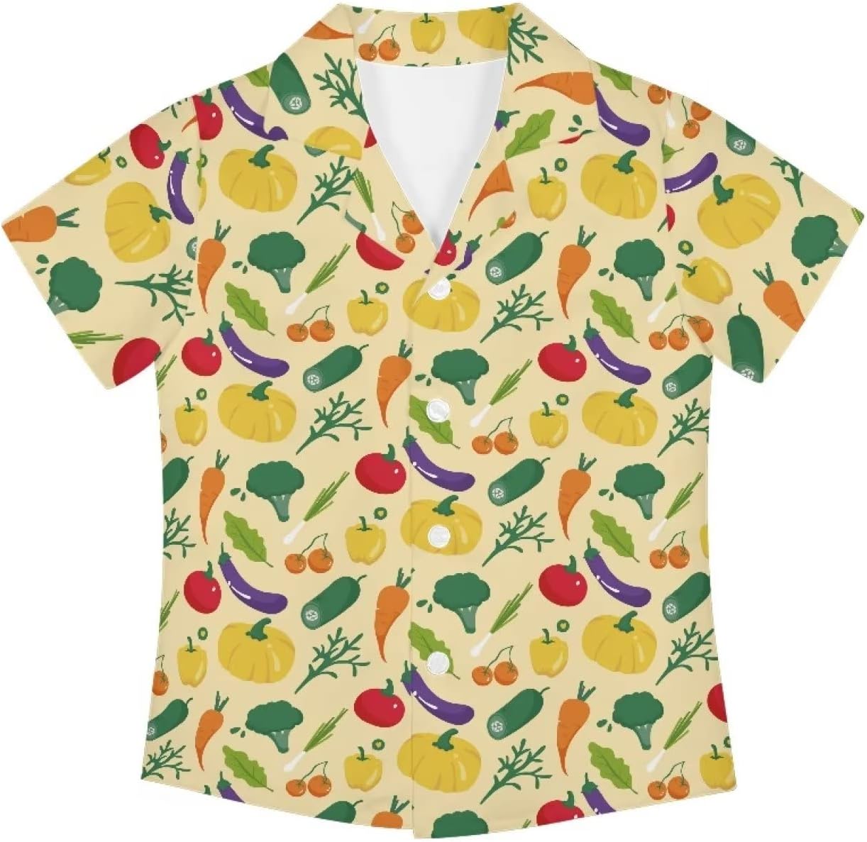 Boys Cute Tropical Hawaiian Shirt Short Sleeve V Neck Comfy Summer Button Down Shirts for Kids