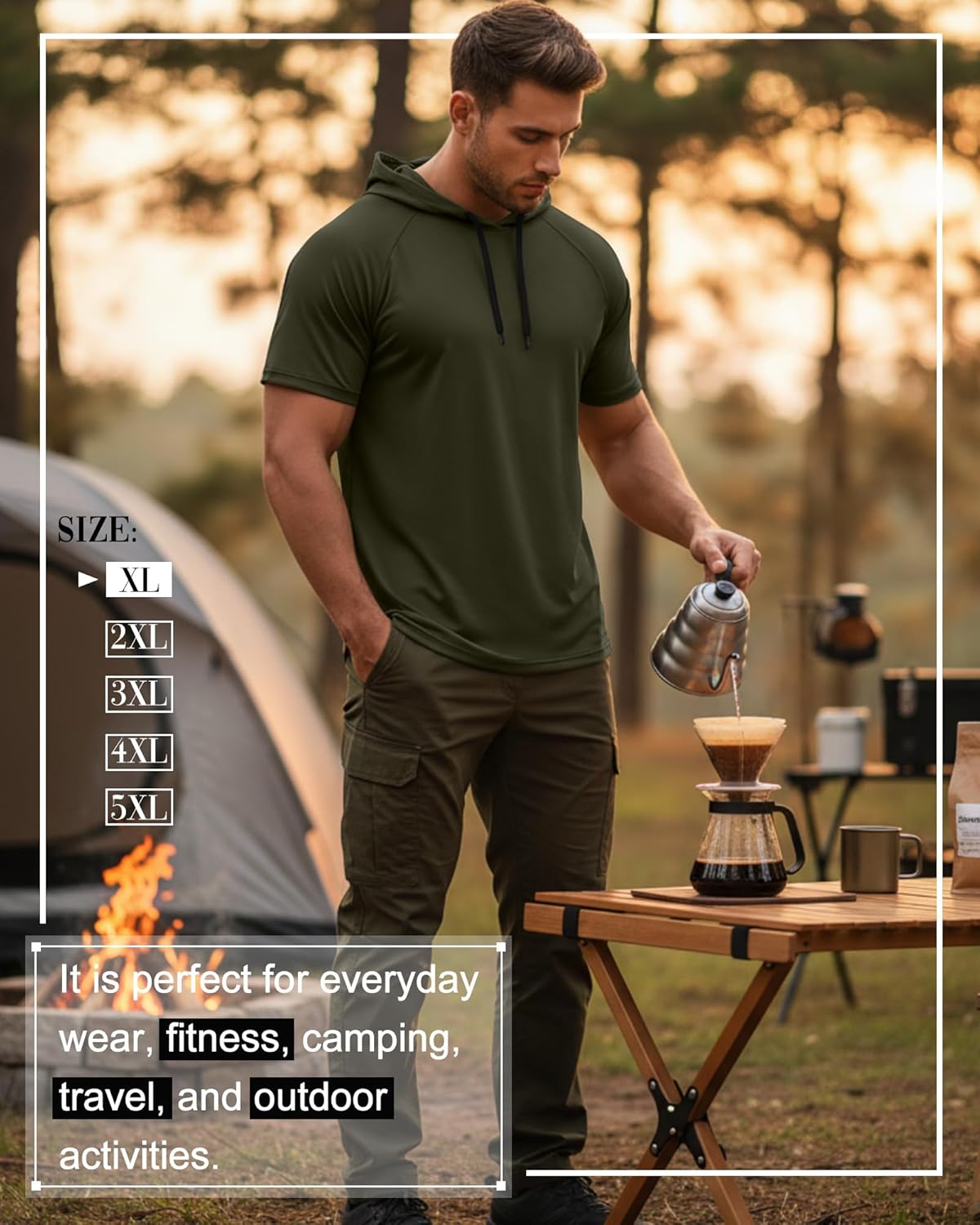 Ficerd 3 Pack Big and Tall Men's Hoodie Short Sleeve Workout T Shirts Casual Running Athletic Pullover Sweatshirt - Image 3