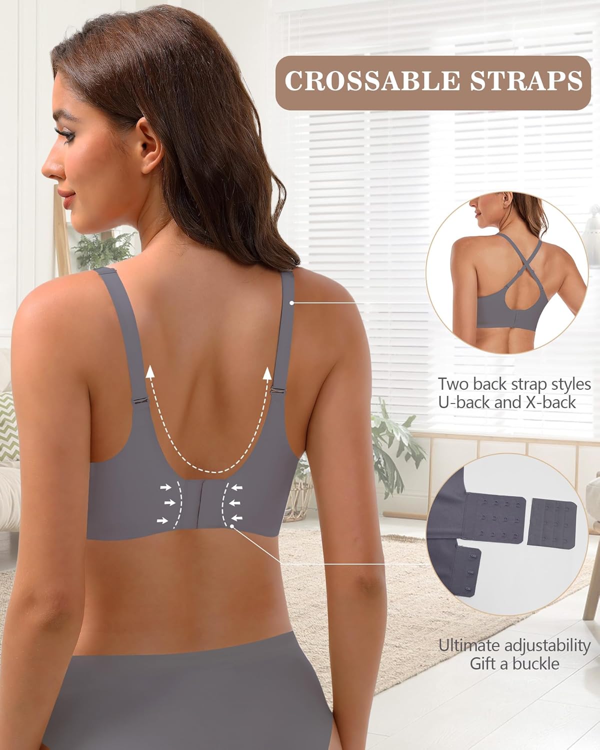 Comfortable Wireless No Show Bra with Support and Lift Seamless Full Coverage Push Up Bra for Women - Image 4