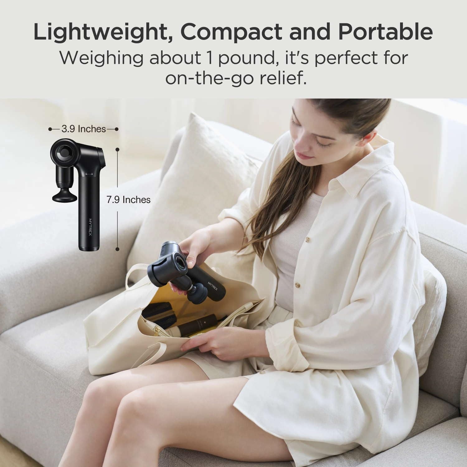 MYTREX Rebive EX FIT Pistolet de Massage Musculaire Noir avec 6 Niveaux d'Intensité et 5 Têtes Interchangeables. Appareil Électrique Professionnel pour Soulagement Musculaire Profond
