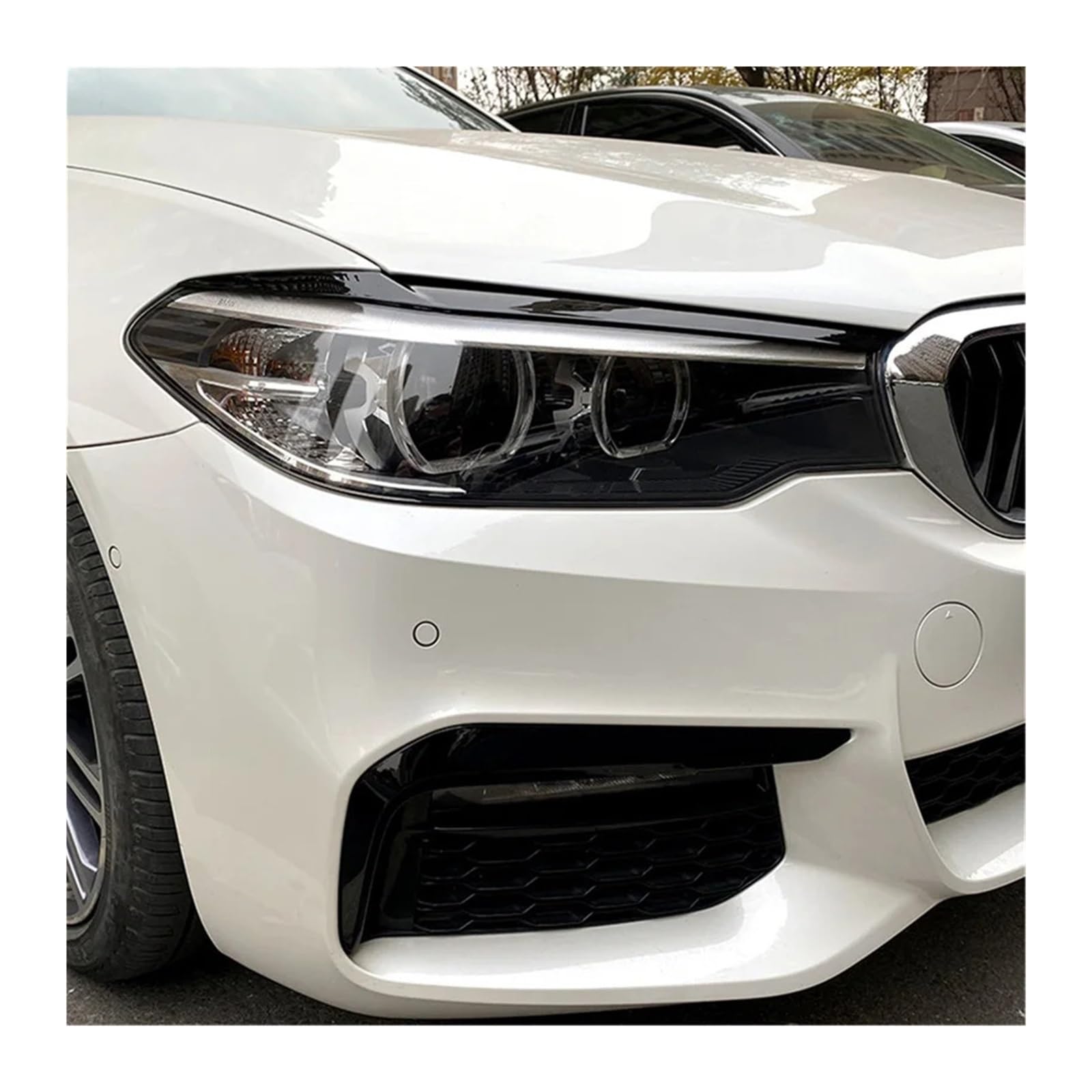 2 Stück Autoscheinwerfer-Augenbrauenaufkleber Compatible With 5 Series G30 G31 G38 F90 M5 525I 530I 540I 2017-2021 Rücklicht-Augenlid(Black)