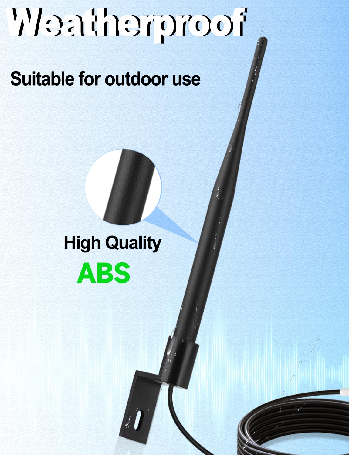 Superbat Antenna Esterna 4G LTE Maschio SMA 5dBi 698-2700MHz Cavo RG174 3m 50Ω Impermeabile Omnidirezionale e Supporto di Montaggio per Router, Gateway, Modem e Telecamere di Sorveglianza Cellulari