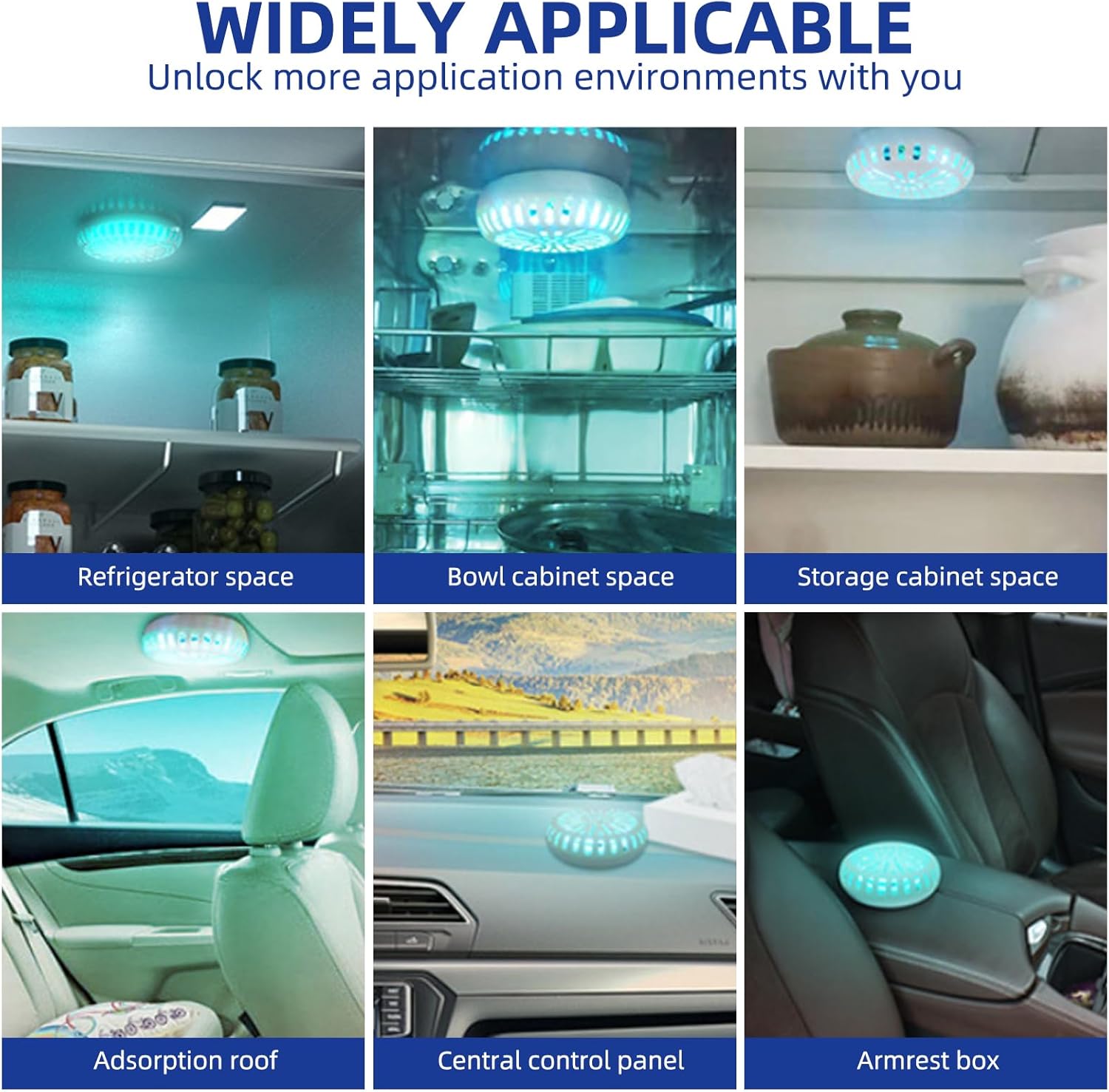 Rechargeable UV Lamp for Refrigerator, Portable UV Light Cleaner, Wall-Mounted UV Light for Home, Shoe Cabinets, Wardrobes, Office, Hotel, School