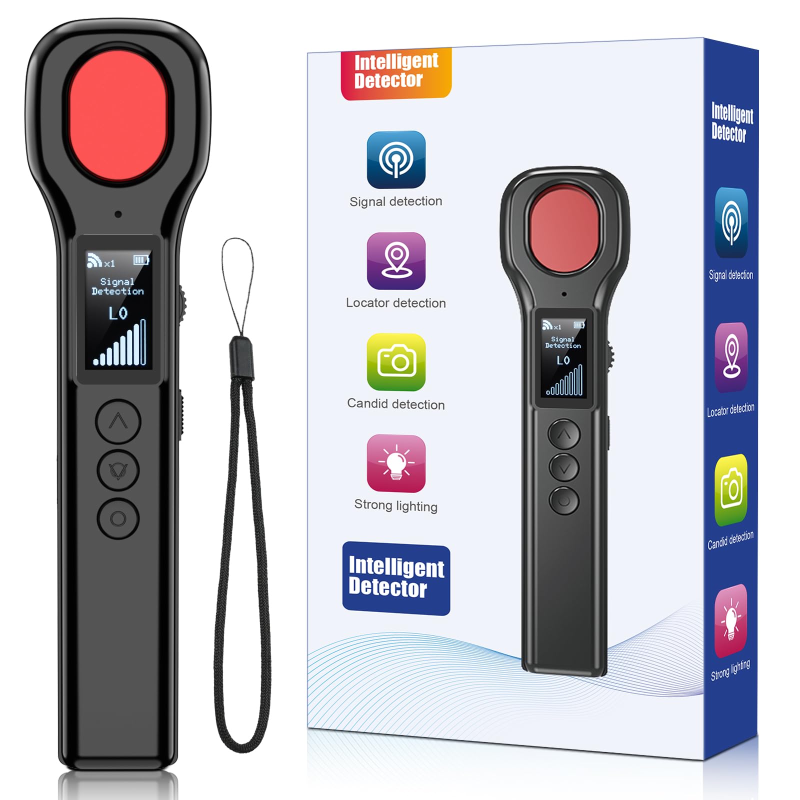 Détecteur de caméra espion LED amélioré avec 4 modes et 9 niveaux de signal ; détecteur de caméra cachée avec 8 niveaux de sensibilité, traceur GPS et détecteur ; convient pour une utilisation dans