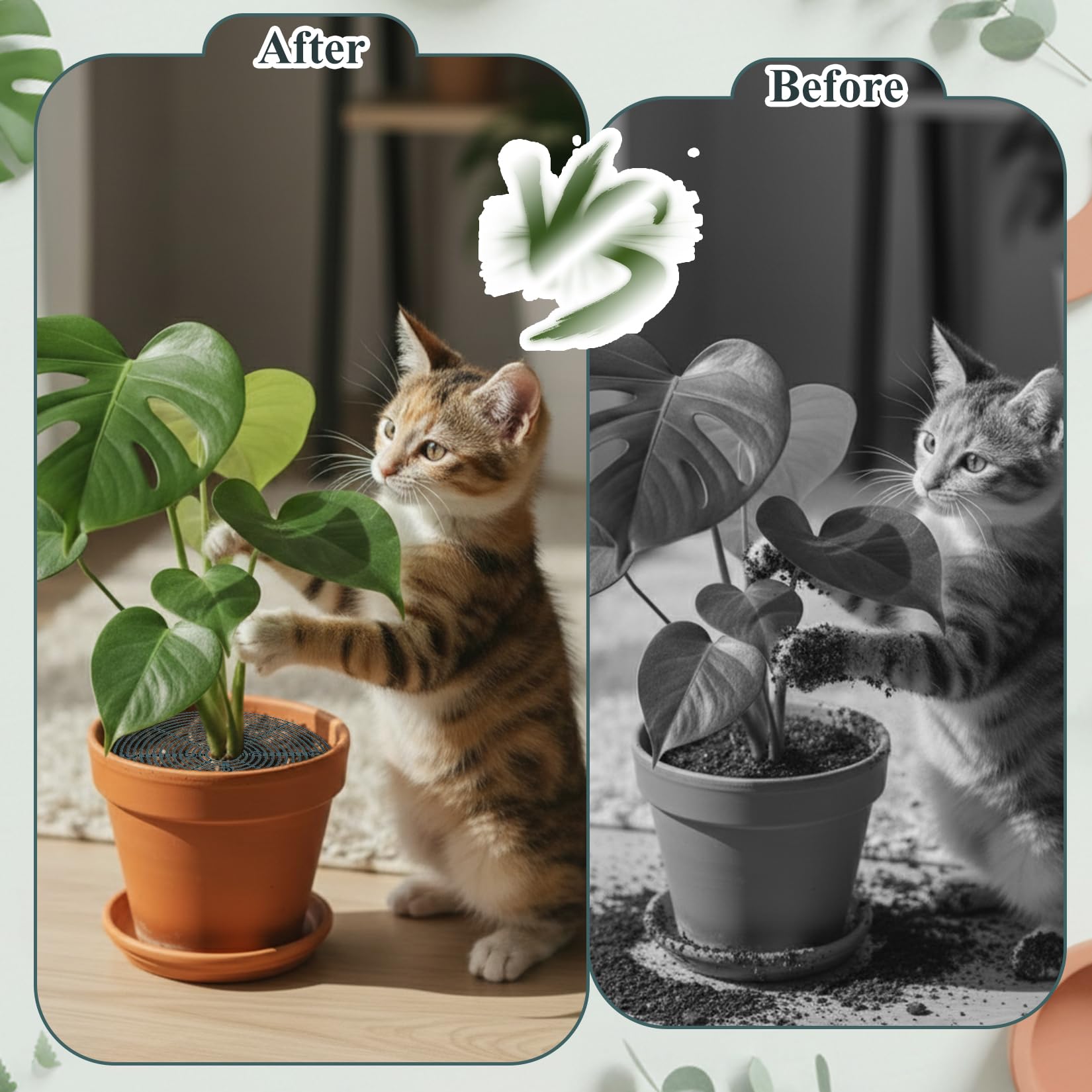 Lot de 4 grilles de pot de fleurs, 30 cm, protection des plantes, chat, en polypropylène, pour plantes, avec goupille de fixation allongée, protège les plantes des enfants et des animaux