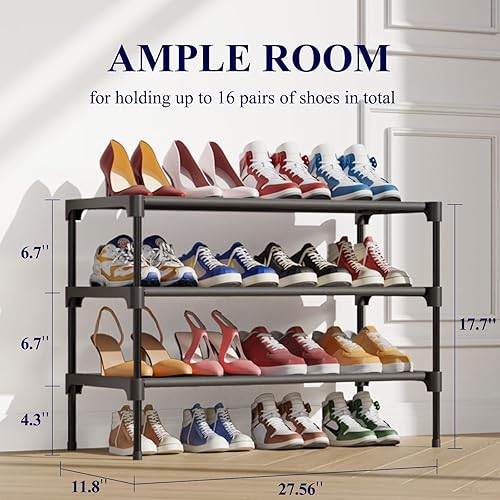 Miniatura 2 de Kitsure Zapatero para armario, organizador de zapatos resistente para entrada y entrada de puerta delantera, almacenamiento de zapatos de 4 niveles