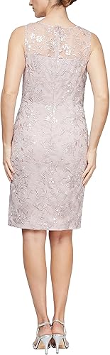 Miniatura 4 de Alex Evenings Vestido ajustado y acampanado bordado de longitud media para mujer