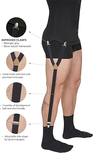 Miniatura 2 de NV Holders Y-Holders - Estancias de camisa premium, soportes para camisas, ligas de camisa, camisas para hombres, Negro -