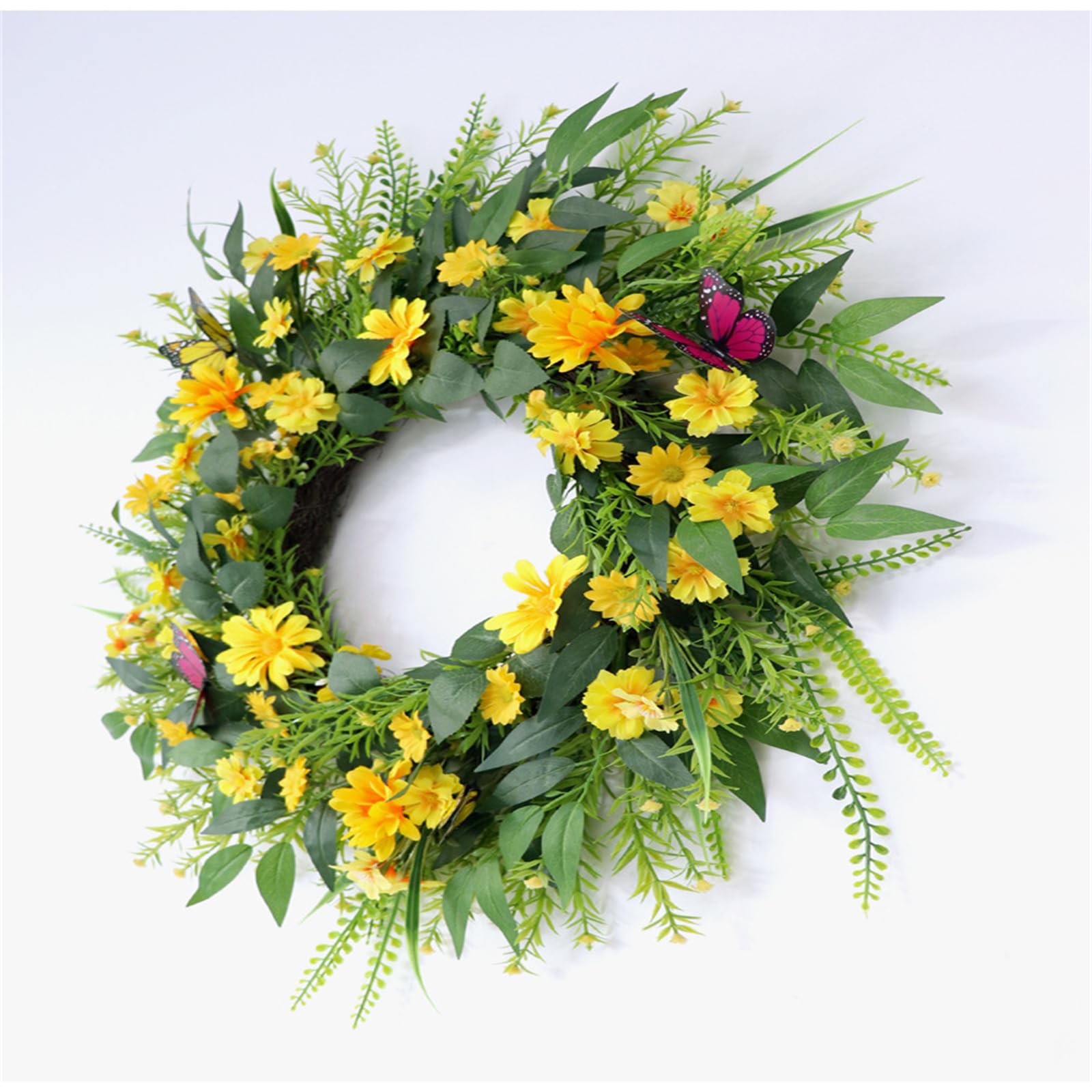 Türkränze, 60 cm Künstliche Sonnenblume TüRkranz, Frühlings und Sommerkranz, Kranz Deko, Türkranz Ganzjährig für Hochzeit Garten Türdekoration