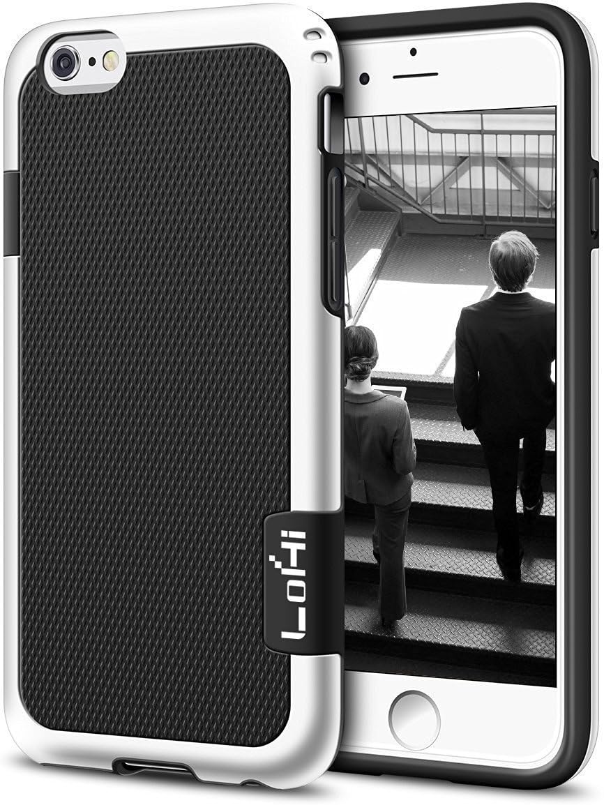 Compatible with iPhone 6s / 6 Case, LoHi Rugged Shockproof Slim Fit Protective Case Soft TPU & Hard PC Bumper Front Raised Lip Cover 4.7 Inch (6s/6 Black)