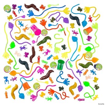 Fun Express Sticky Toy Bulk Assortment - 100 Pieces - Perfect for Easter, Classroom Rewards and Halloween