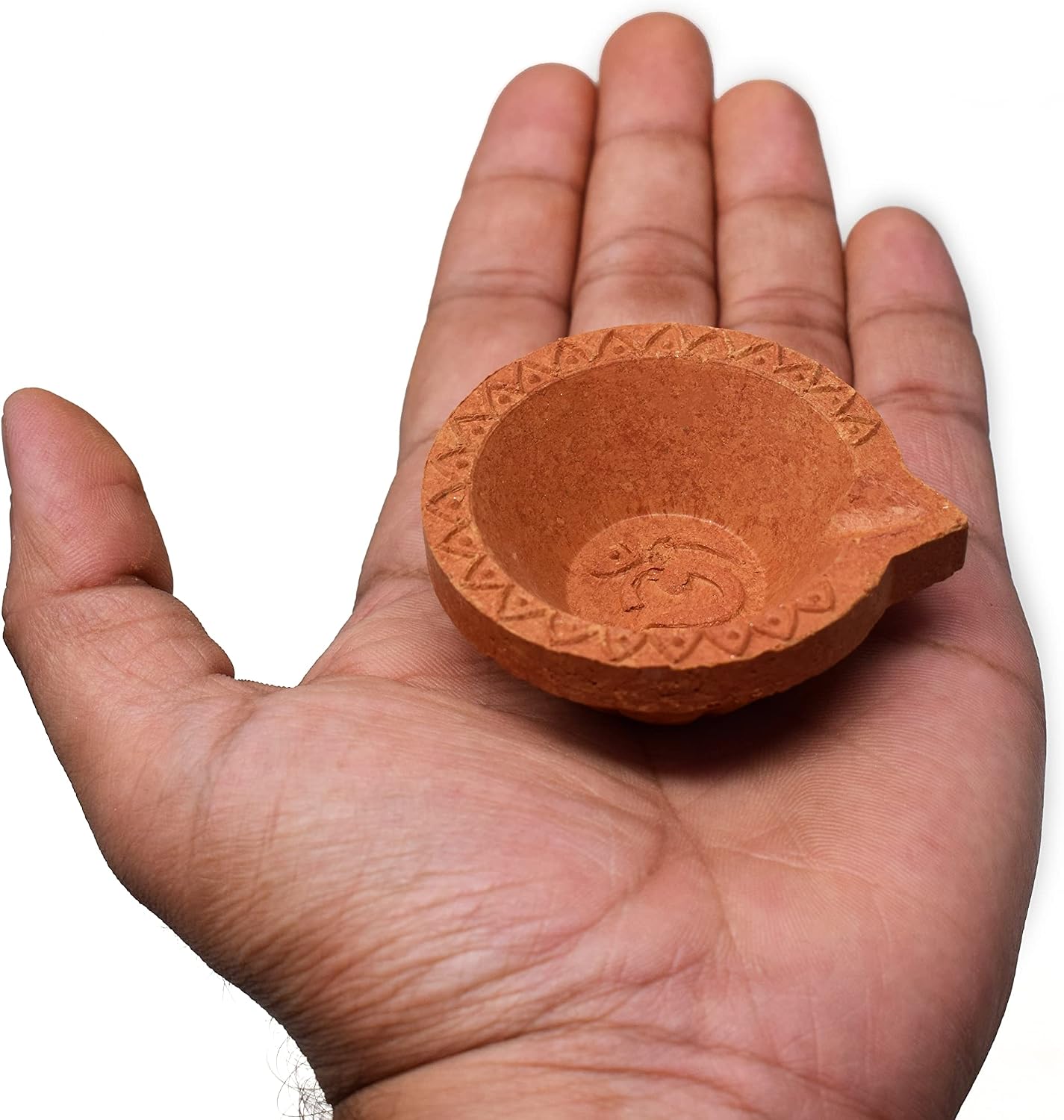 Clay Diya Diwali Diyas [51 Pcs] Diya Lamp for Pooja - Mitti Diya Earthern Terracotta Diya - Mitti Diya with Om Design Diwali Decoration Indian Gift Items Hashcart®, Brown, HC-CL-DIYA40_51#