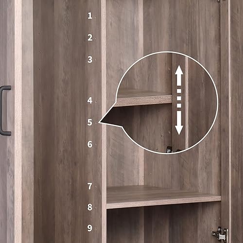 Miniatura 6 de Karl home Armoire Armoire Armario Armario de ropa independiente con 2 puertas de varillas colgantes estantes ajustables 1 cajón grande compartimento