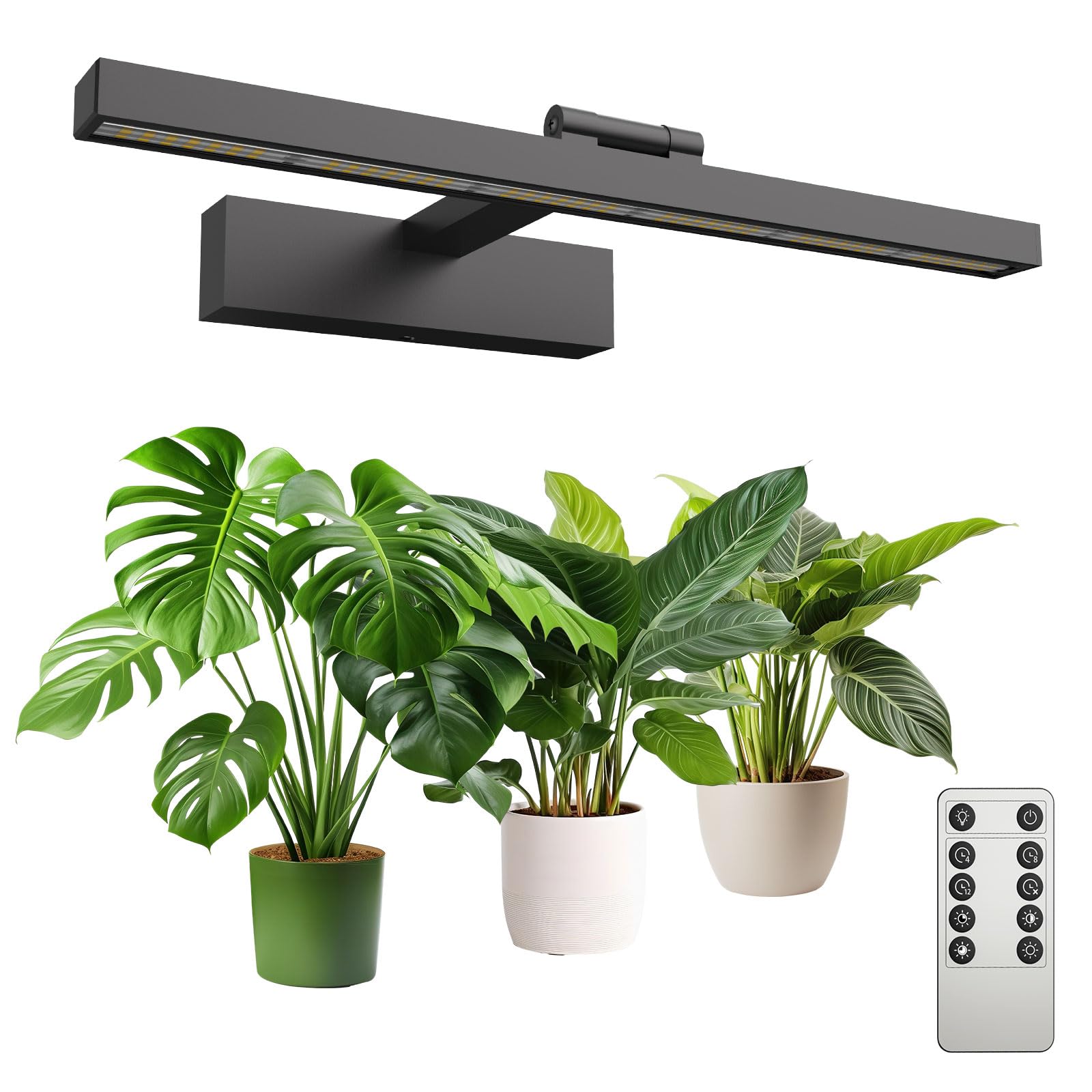SANSI Grow Lights for Indoor Plants, 35W Wall Mounted Plant Light Full Spectrum, High PPFD Plant Lamp with 4-Level Dimmable, Auto On Off 4 8 12 Hrs Remote Control for Seeding Growing