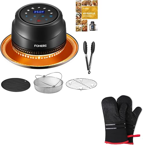 Air Fryer Lid for Instant Pot 6Qt/8Qt, 7 in 1 with LED Touchscreen and Oven Mitts, Heat Resistant Kitchen Oven Gloves 572°F, Non-Slip Silicone Surface