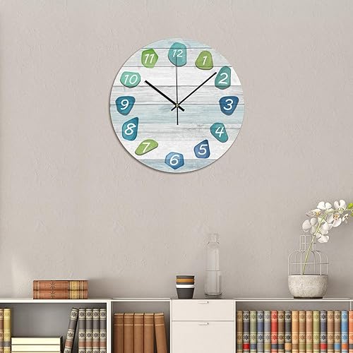 Miniatura 7 de ArogGeld Reloj de pared de playa de cristal de mar, 15 x 15 pulgadas, rústico, silencioso, personalizable