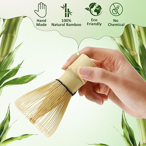 Miniatura 3 de LemonRoad 12 piezas de batidor de bambú de 100 puntas para polvo de matcha, tradicional japonés, Chasen, agitador de bambú orgánico hecho a mano