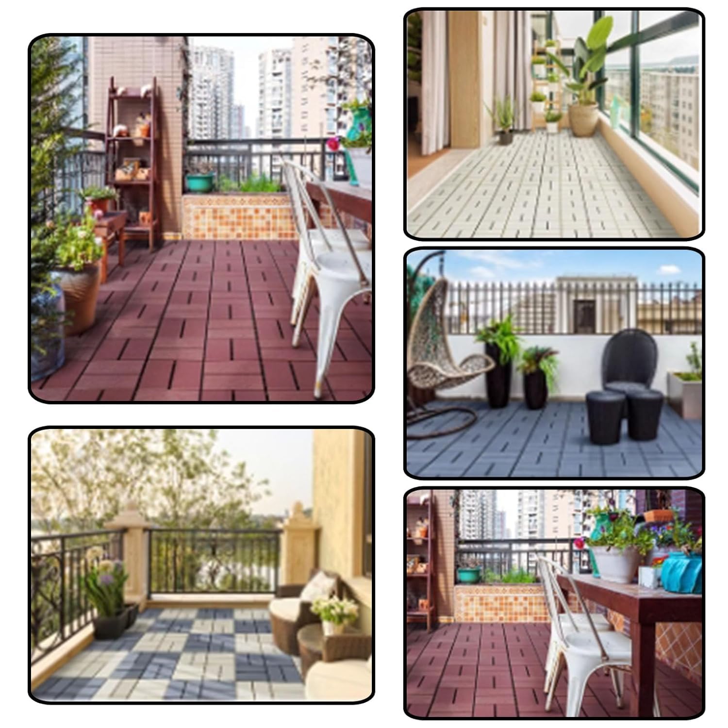Dalles et lames de terrasse en composite, Tuiles de terrasse en bois imbriquées, Patio extérieur, jardin, paquet multicolore de 8/18/28 pièces(White,18pcs)
