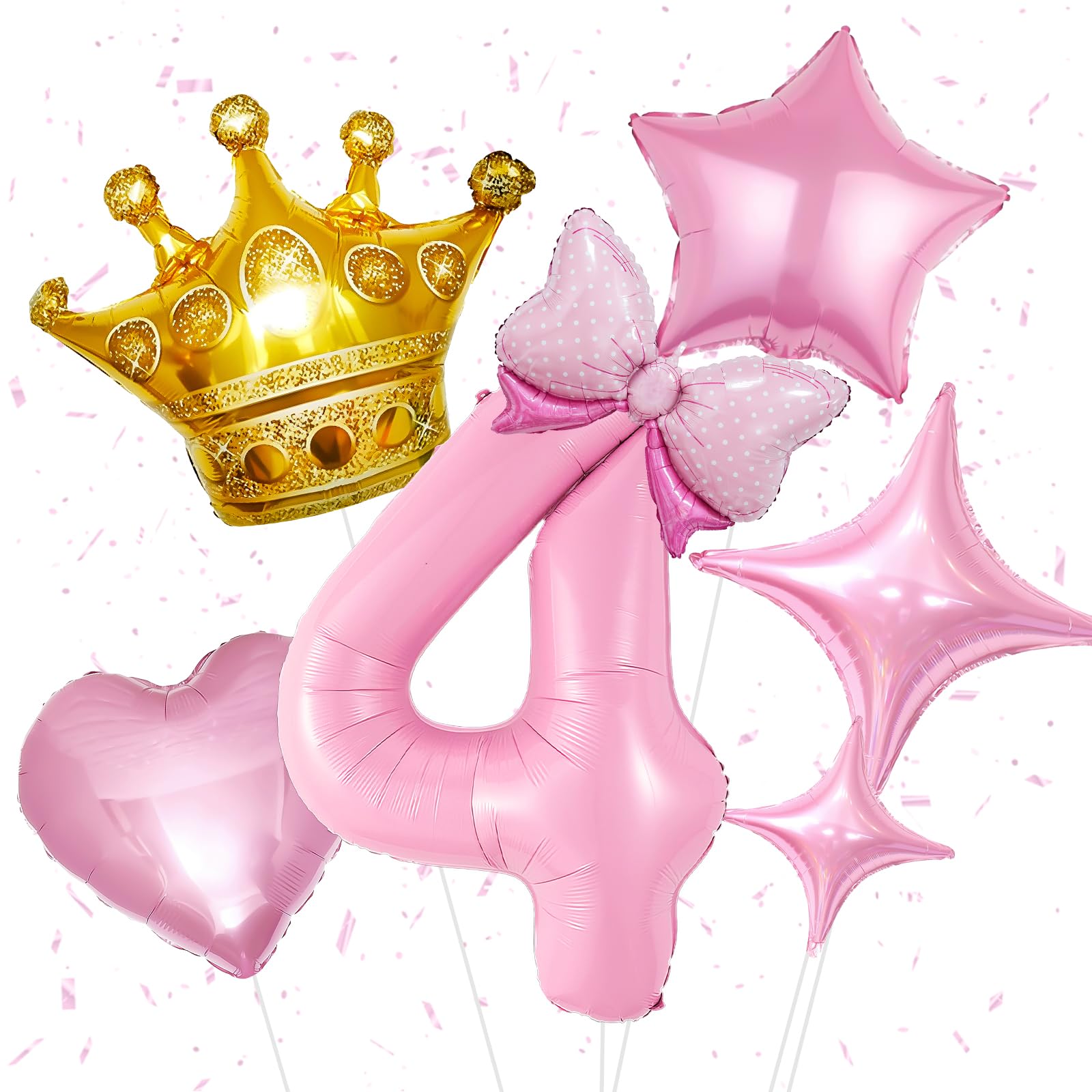 Four Ever A Princess 4th Birthday Decorations - Pink Gold Backdrop & Balloons Arch Kit