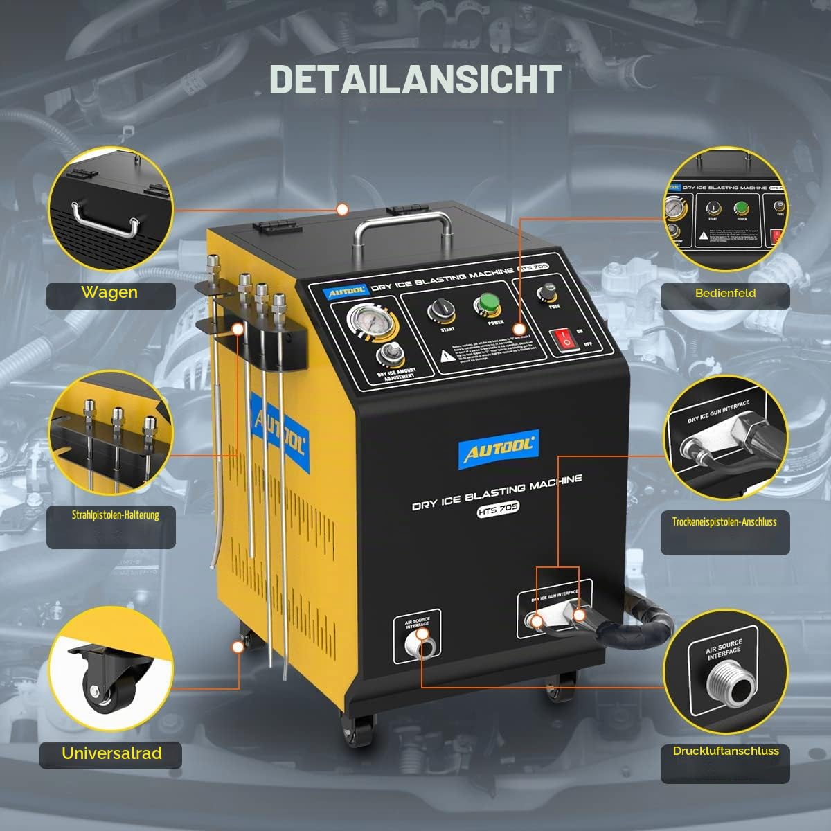 AUTOOL Automotive Trockeneis Strahlen Reinigung Maschine, Trockeneis Strahlreiniger Trockeneis Reinigungsmaschine Strahlanlage für Autos