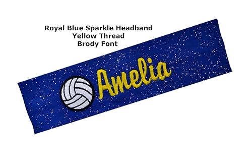 Miniatura 7 de Funny Girl Designs Personalizado Monograma Bordado Voleibol Parche Algodón Elástico Diadema