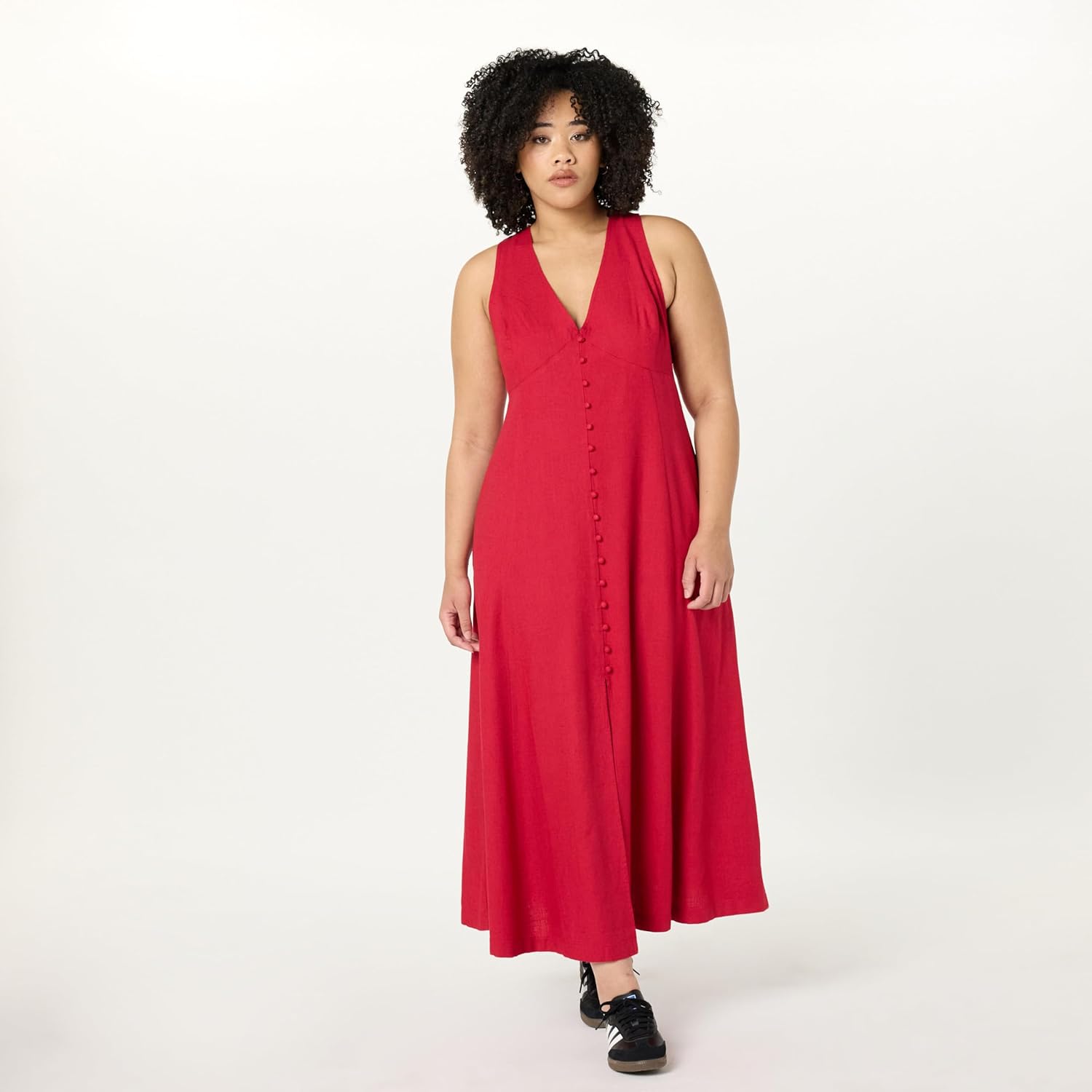 The Drop Women's Blanca Linen Button-Front V-Neck Maxi Dress - Image 7
