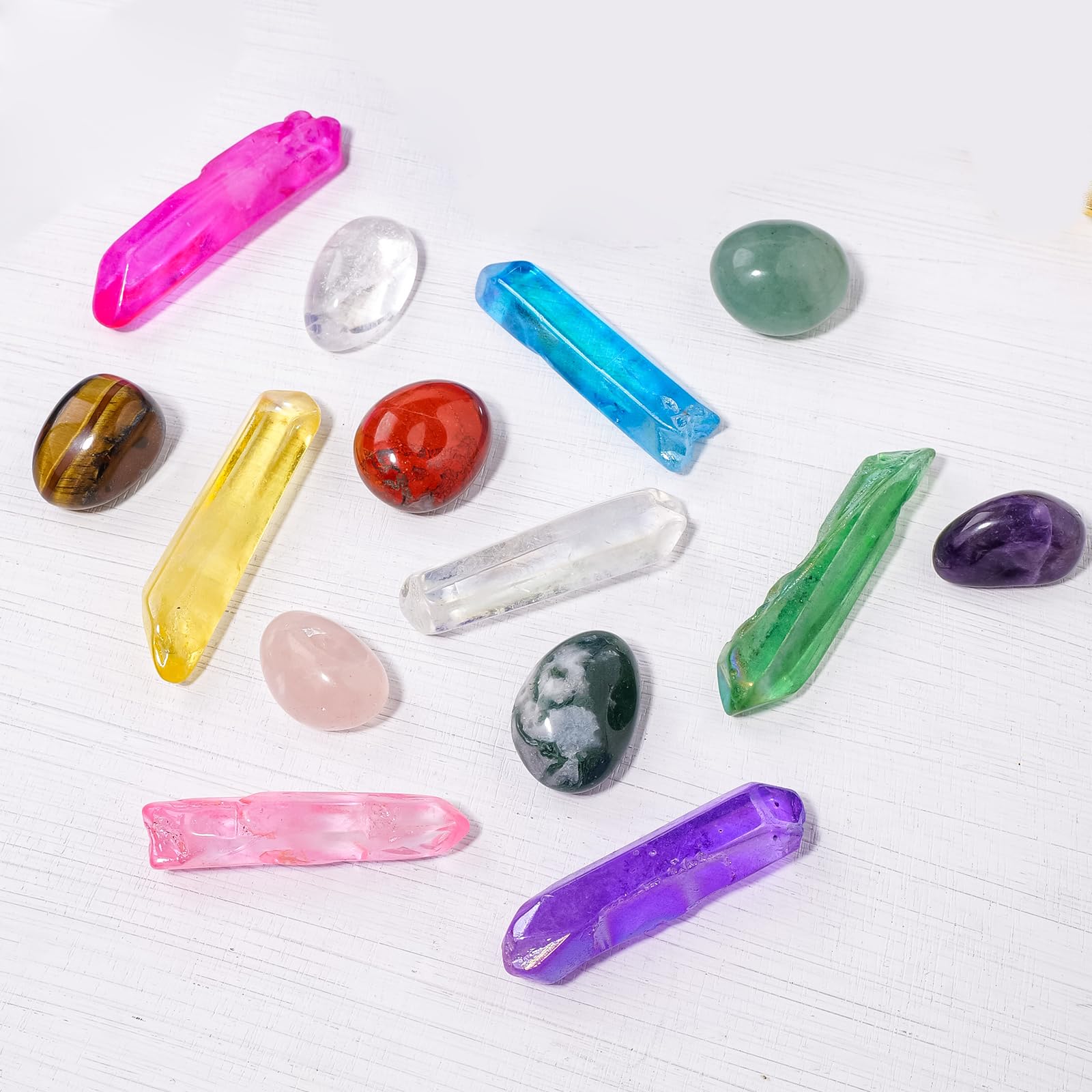 RJINGSHI Natural Crystals Set 14Pcs Decorative Plating Irregular Tumbled Natural Crystals Healing Crystals Crystals Decorative Plating Crystals Energy Crystals Home Decor Gifts - Image 2
