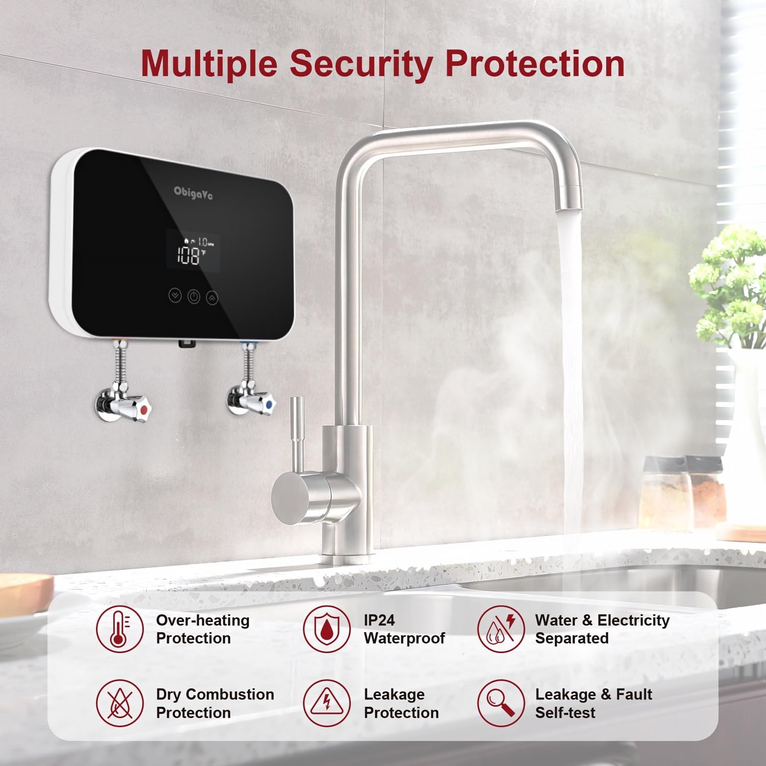 Tankless Water Heater Electric 8KW, Compact on Demand Instant Hot Water Heater Electric for Under Sink, Shower 240V.