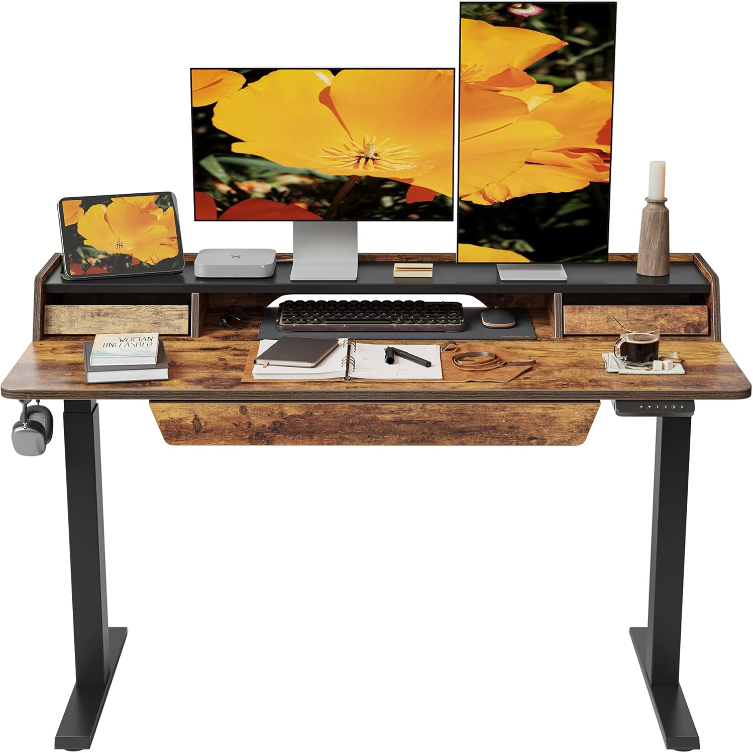 FEZIBO Electric Standing Desk, 55 x 24 Inches Height Adjustable Table