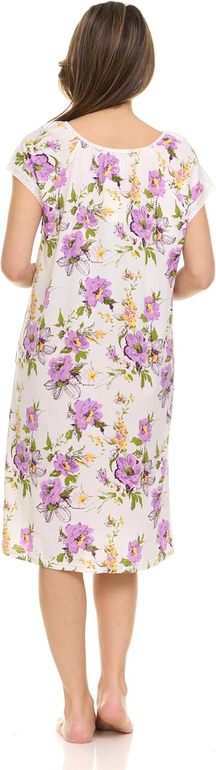 JEFFRICO 2 Pack Long Nightgowns for Women - Short Sleeve Soft Womens Nightgowns & Sleepshirts - Image 3