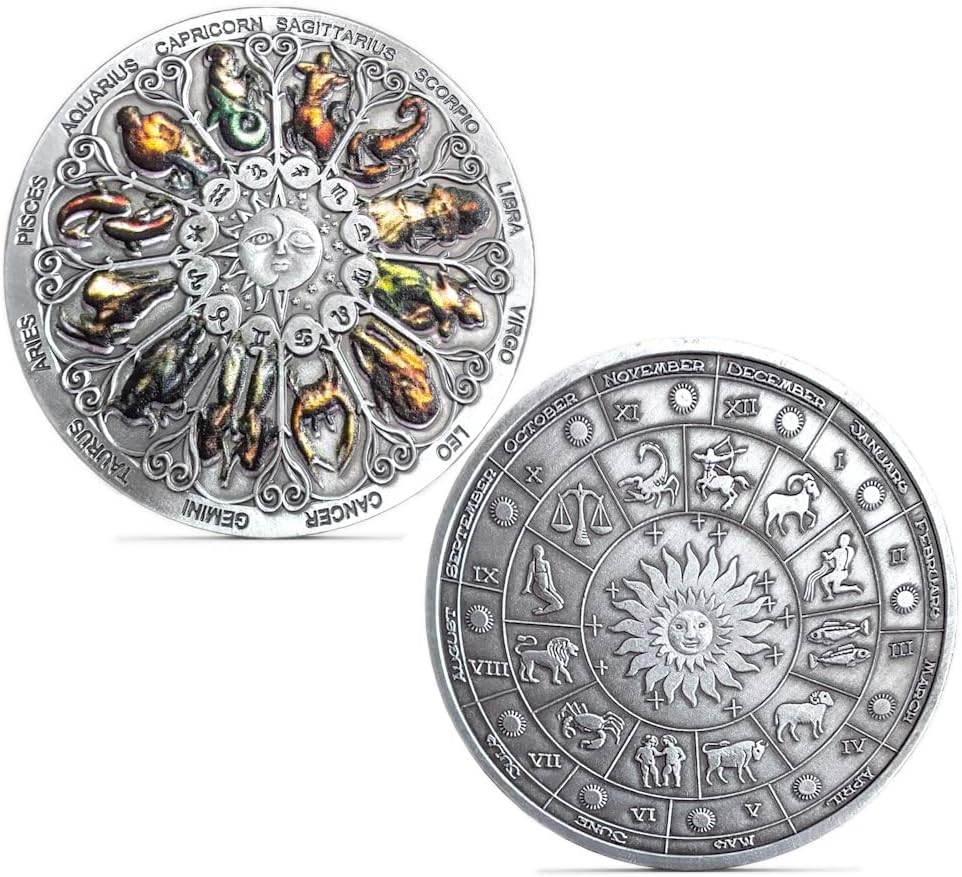 Twelve Constellations Colorful Challenge Coin Lucky Coins