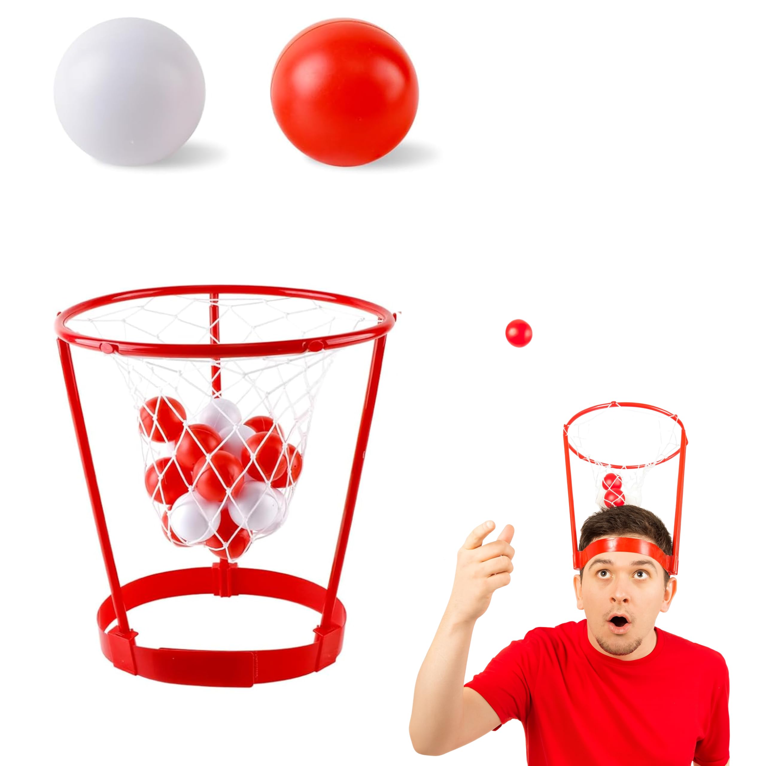 ADEPTNA 2 Pack Head Basket Hoop Game Funny Headband Basketball Party Game with Hoop & 40 Balls Hilarious Indoor & Outdoor Family Game for Kids & Adults Perfect Christmas & Birthday Gift
