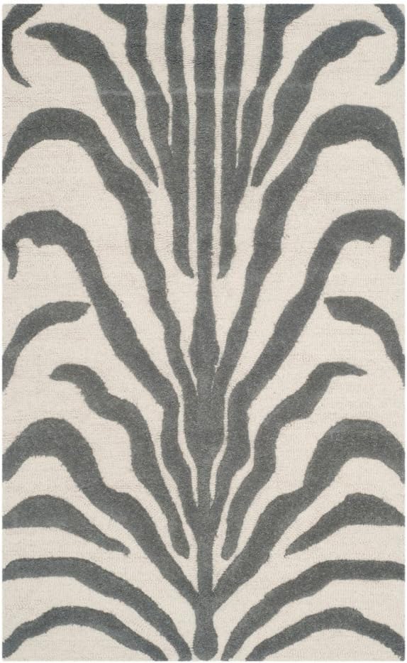 SAFAVIEH Cambridge Collection Accent Rug - 2' x 3', Ivory & Brown, Handmade Animal Print Wool, Ideal for High Traffic Areas in Entryway, Living Room, Bedroom (CAM709V)