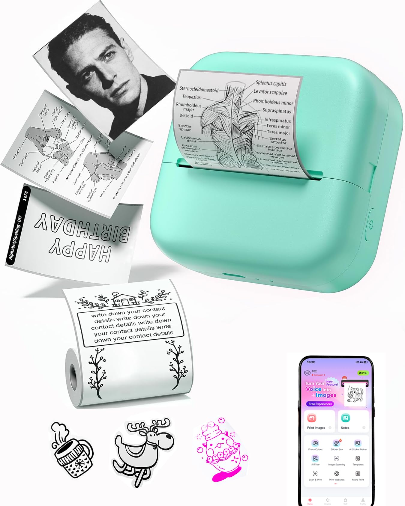 Ponek Green M02X Mini Photo Printer