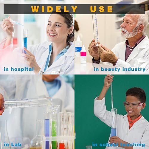 Miniatura 5 de Cilindros graduados de vidrio grueso que miden los cilindros líquidos con base hexagonal de laboratorio vienen con cepillo cilíndrico (vidrio, 0.8