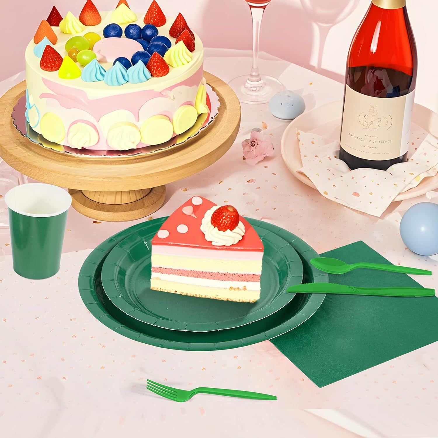 Ottin 50-pack Green Paper Dessert Plates, 7'' Disposable Appetize Cake Plates for Birthday, Wedding, Saint Patrick's Day, Party, Snacks, Easter, Spring Celebrations,Summer Parties - Image 9