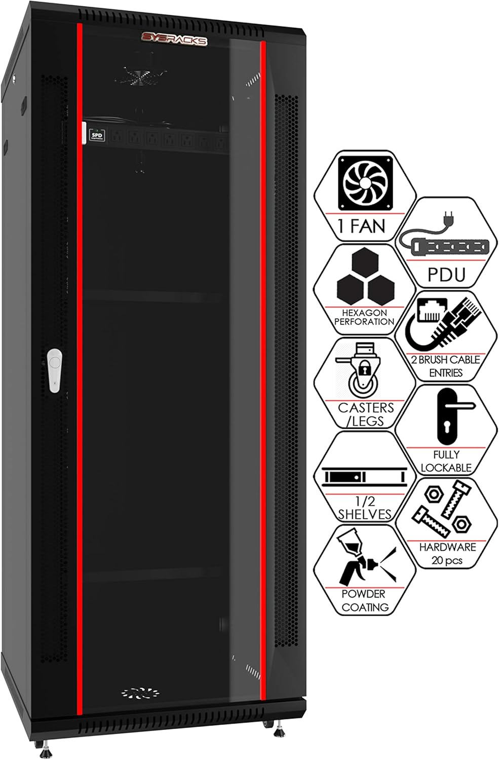 Locking Wall Mount Network Enclosure Cabinet – 22U (24x24x43)