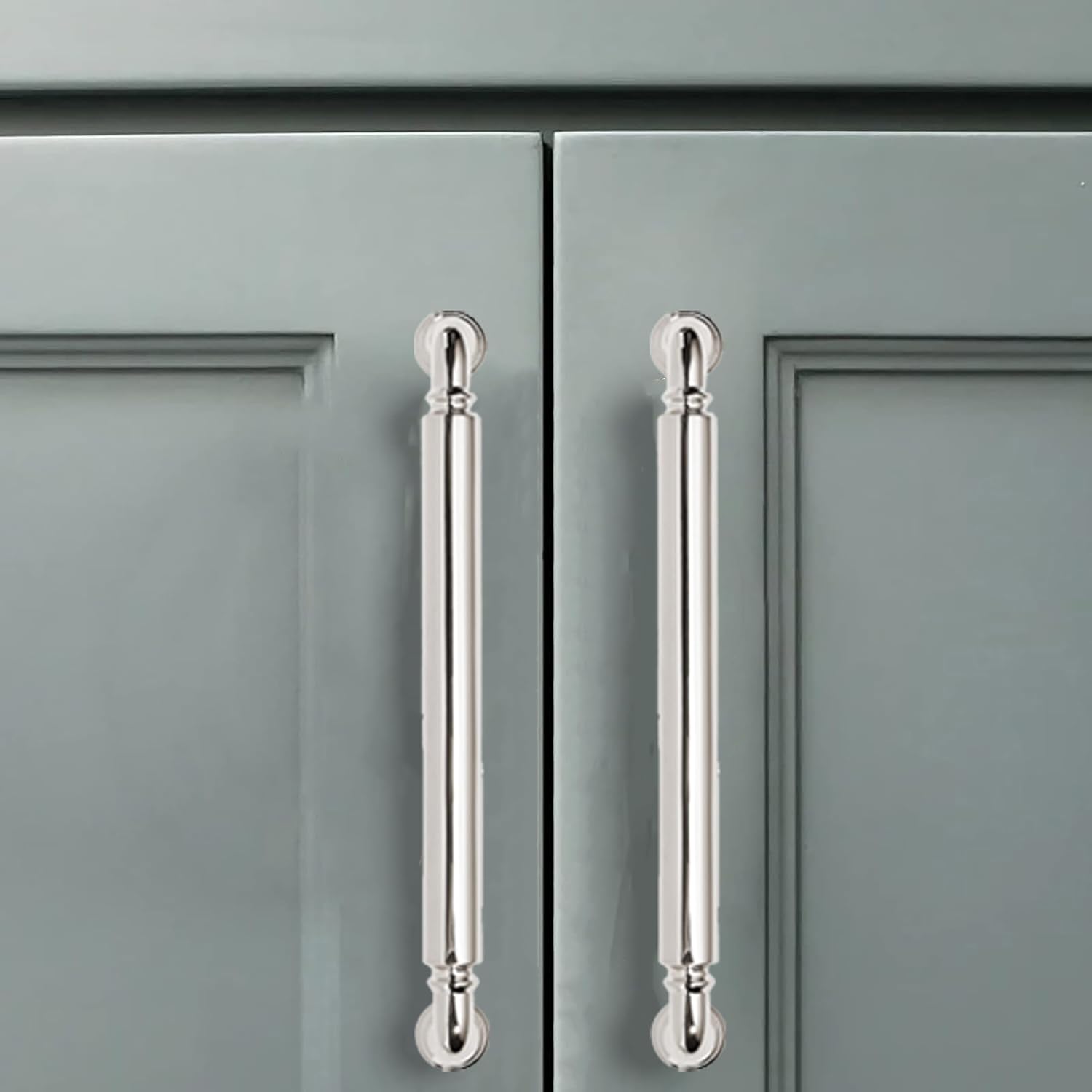 10 Pack 6 Inch Hole Center Vibrant Polished Nickel Cabinet pulls Heavy-Duty Solid Cabinet Handle Hardware Suitable for cabinets Dressers Kitchens and Bathroom cabinets.