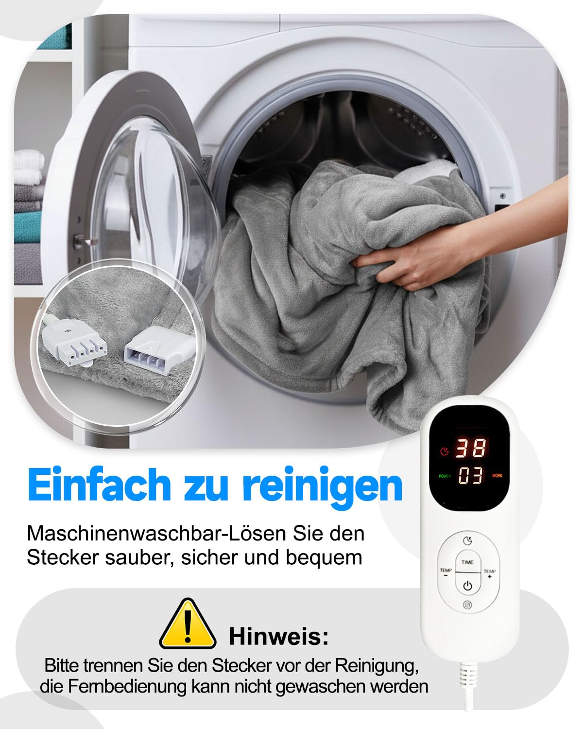 Manta eléctrica con apagado automático, manta térmica con 6 niveles de calor, protección contra sobrecalentamiento, manta eléctrica para casa y oficina, franela lavable, color gris