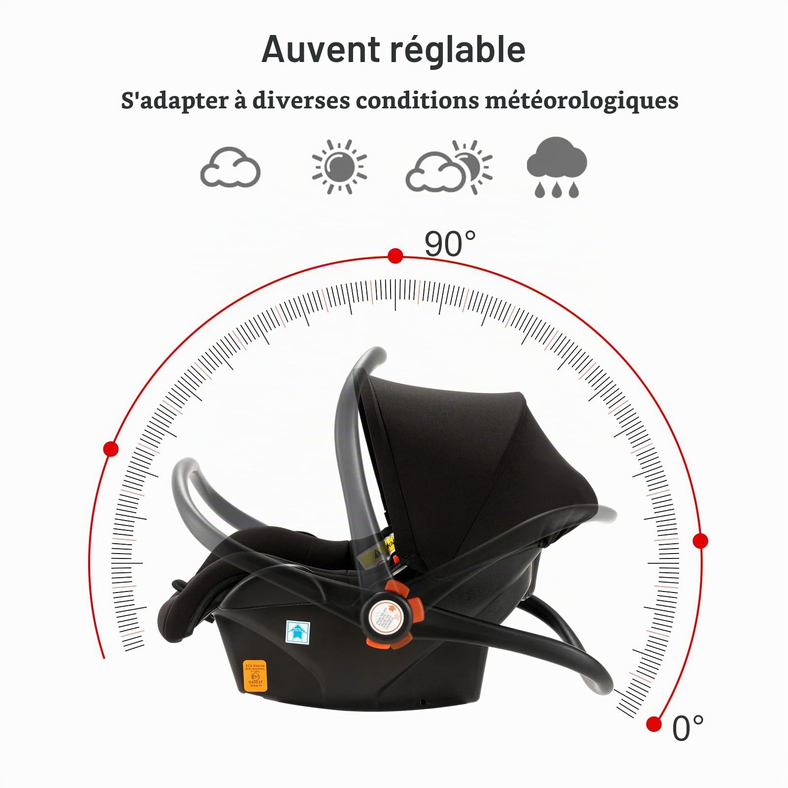 Poussette 3 en 1 Pour Bébé Avec Couffin Réversible, Poussette de Voyage Compacte et Portable,Ensemble de Chariot de Voyage Léger(BLACK)