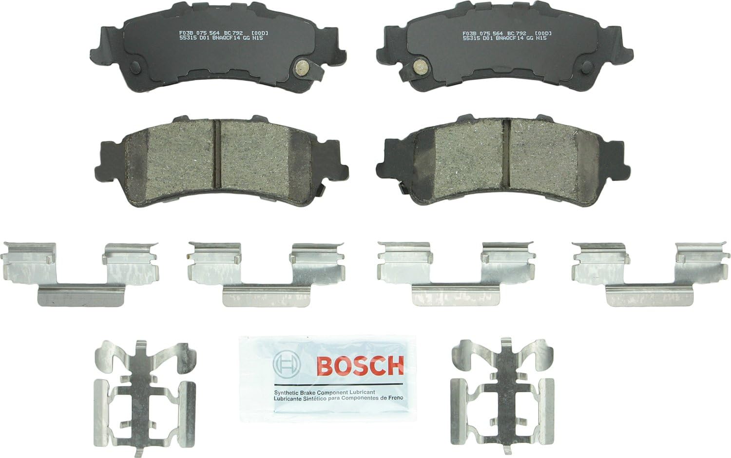 BOSCH BC792 QuietCast Premium Ceramic Disc Brake Pad Set - Compatible with Select Cadillac DTS; Chevrolet Astro, Avalanche, Silverado, Suburban, Tahoe; GMC Safari, Sierra, Yukon, Yukon XL + More; REAR