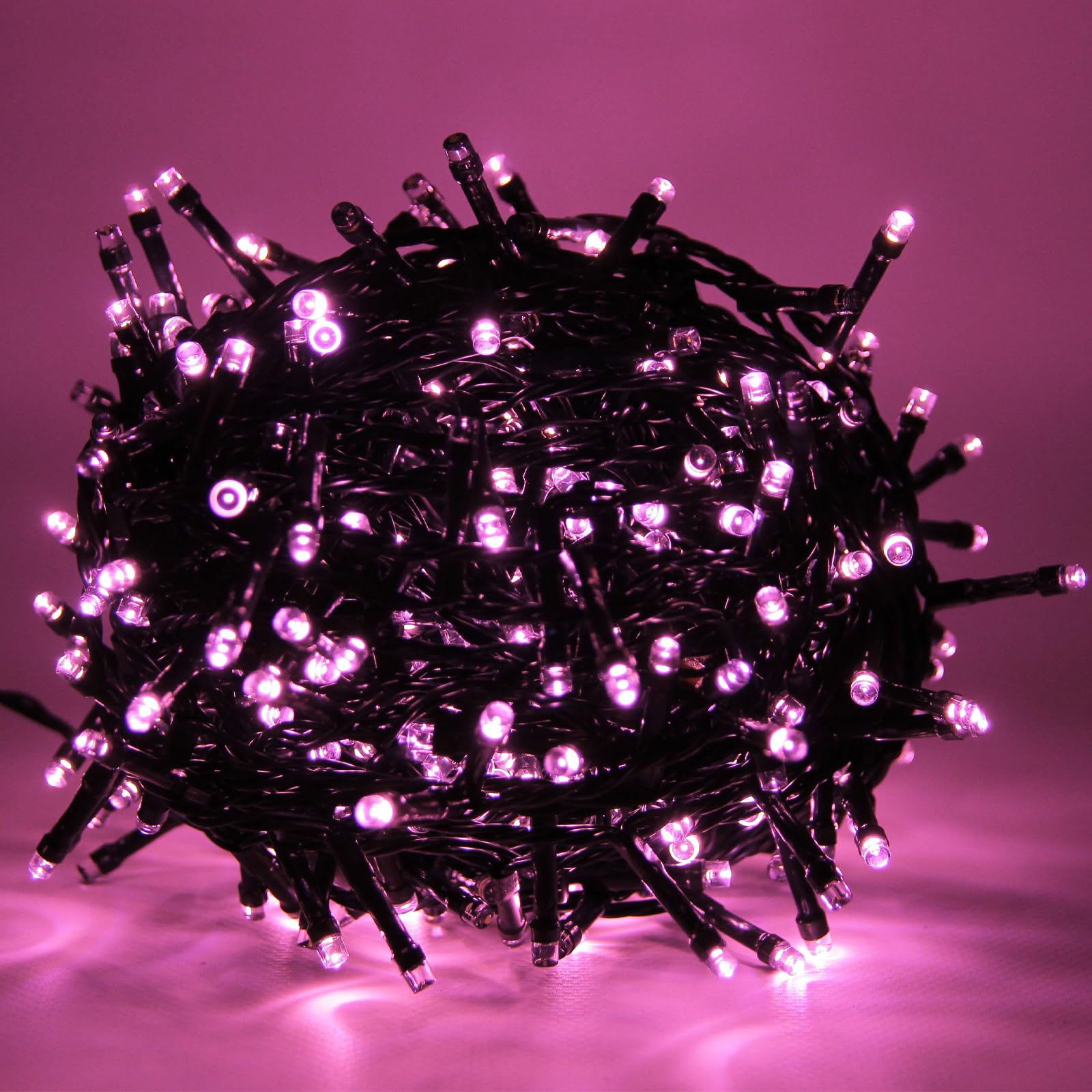 Luci LED Natalizie da Esterno/Interno, 5mm, Cavo Verde, 8 Modalità, Controller 31V con Memoria, IP44 (Rosa, 9M 180LED)